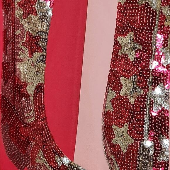 Sequin Cowgirl Boots Pink Sweatshirt, Size Large - Picture 5 of 9